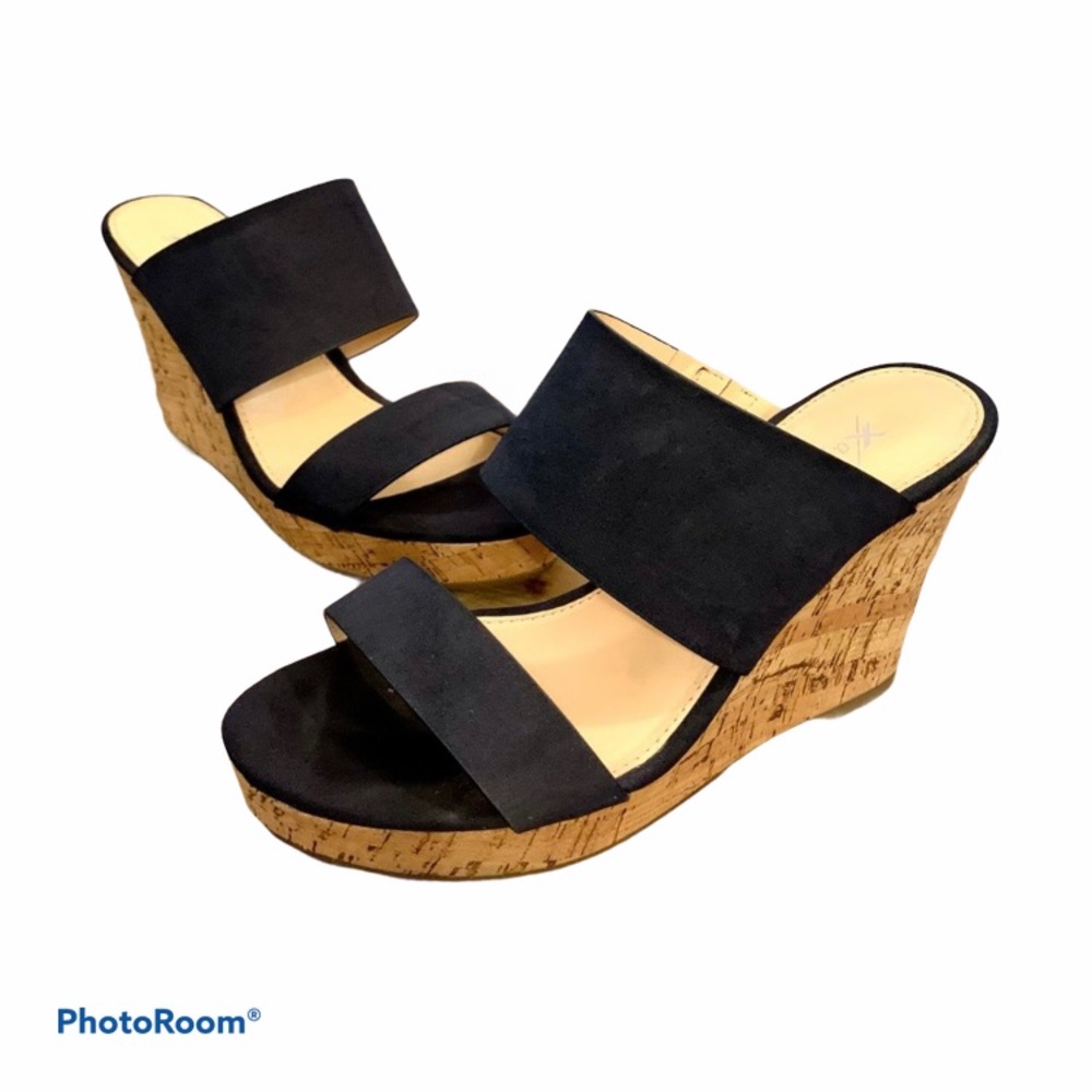 💖Xappeal Navy Strappy Cork Platform Heels size 6